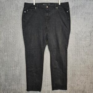 Michael Kors Womens 18W Black Straight Leg Stretch Denim Jeans Plus Size